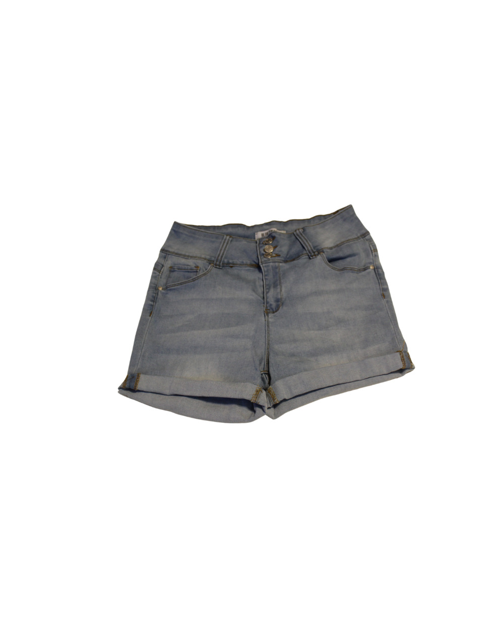 Blue Savvy Women's Denim Shorts Light Wash High Rise Cuffed Stretch Casual